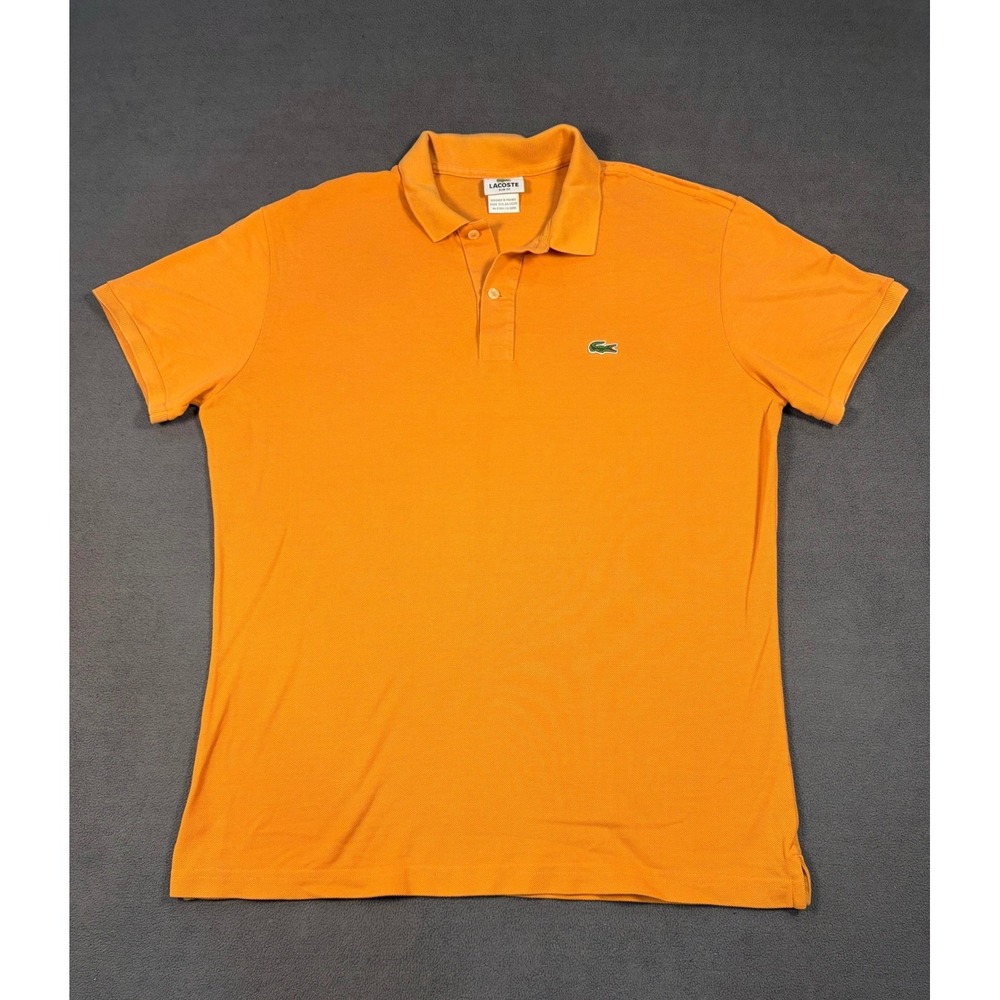 Lacoste Polo Shirt Mens 6 Orange Slim Fit Pique Cotton Short Sleeve